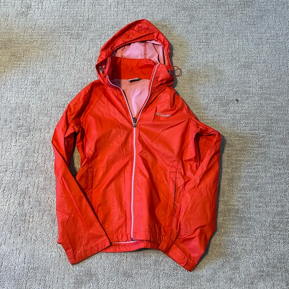 Columbia Rain Jacket Blood Orange Like New S